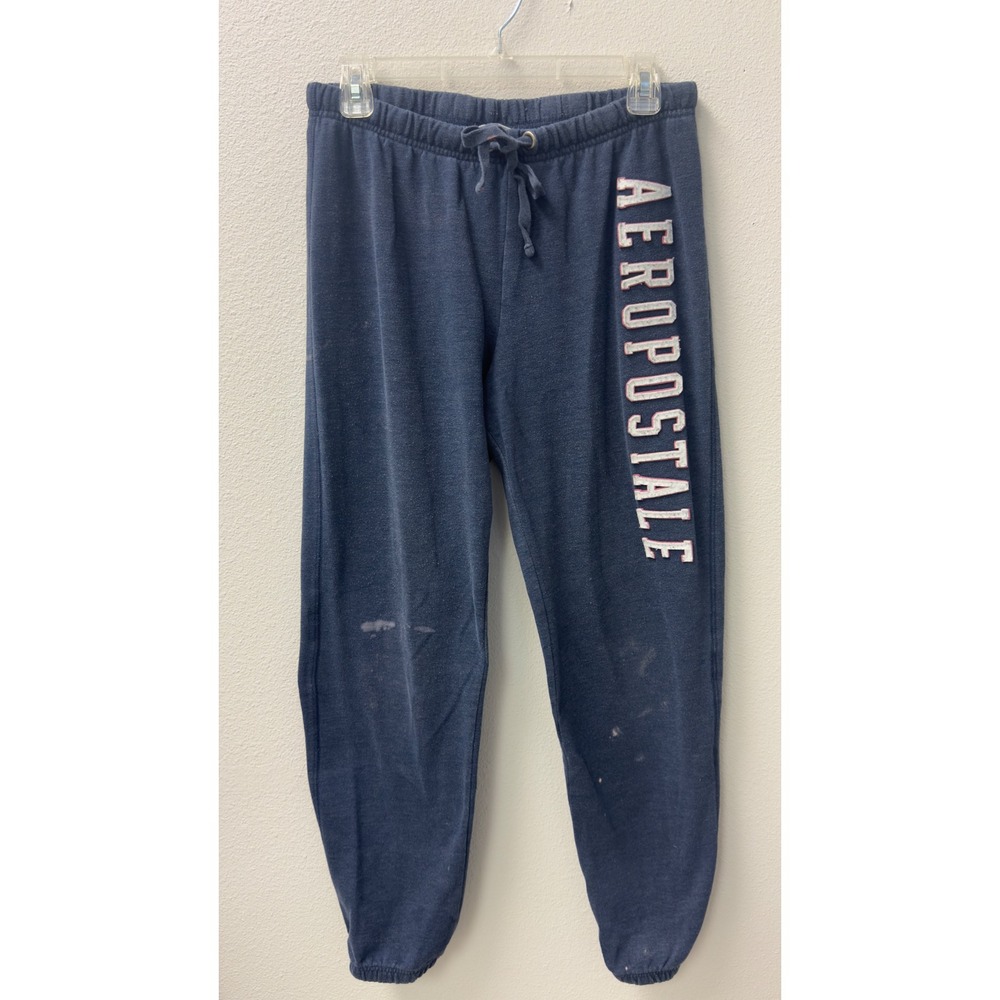 Aeropostale Sweatpants Womens L Navy Graphic Logo Joggers Y2K Athleisure Fleece